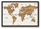 Distressed Wood World Map Walnut Floating Framed Canvas, 20"x30"