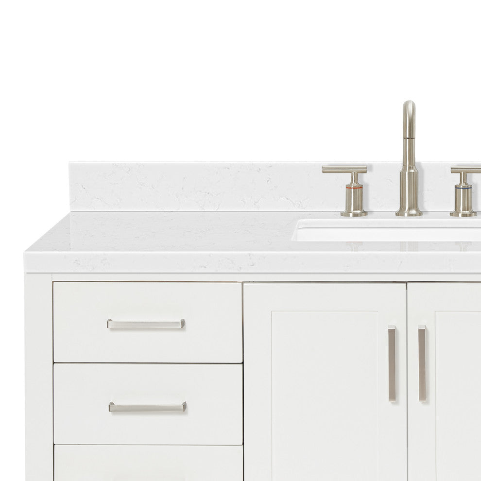 Ariel Magnolia 54" Single Rectangle Sink Vanity, Carrara Quartz