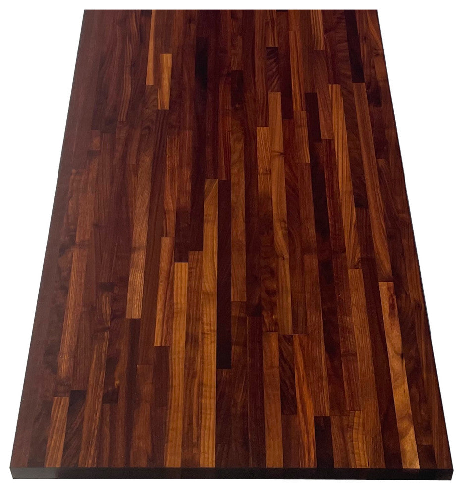 26" Deep Edge Grain Butcher Block Countertop 1.5" Thick, Walnut, 26" X 50"