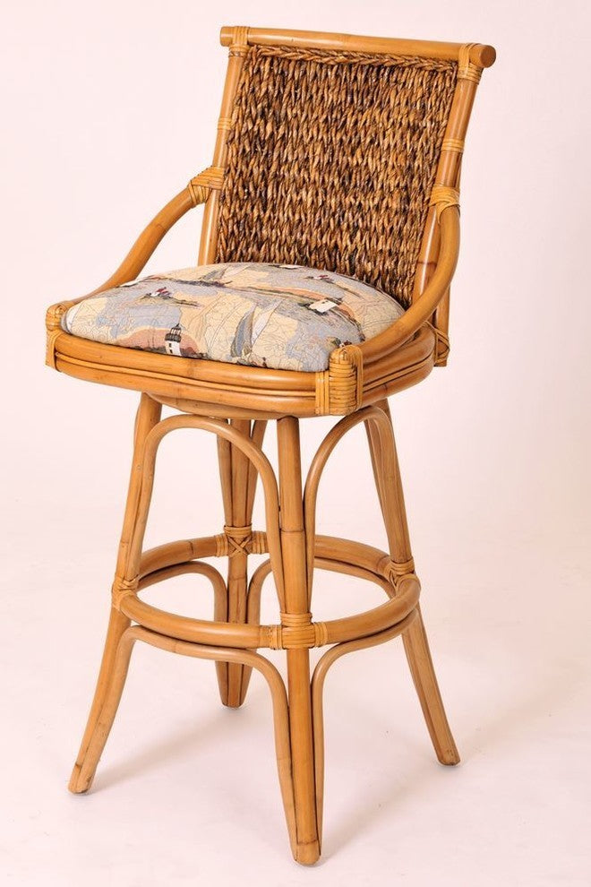 Balboa 30" Barstool In Antique Honey, Palms Pineapple
