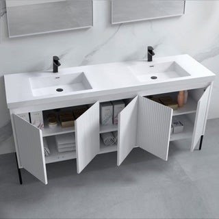 Flutie 72" Bathroom Vanity Kit, White With White Sink