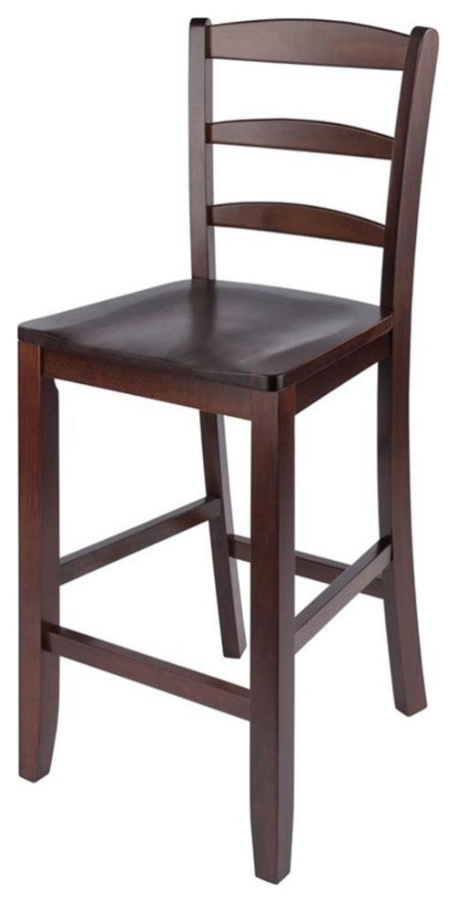 Winsome Benjamin 24" Solid Wood Counter Stool in Antique Walnut (Set of 2)