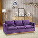LeisureMod Nervo Modern Velvet Sofa With Gold Base, Purple