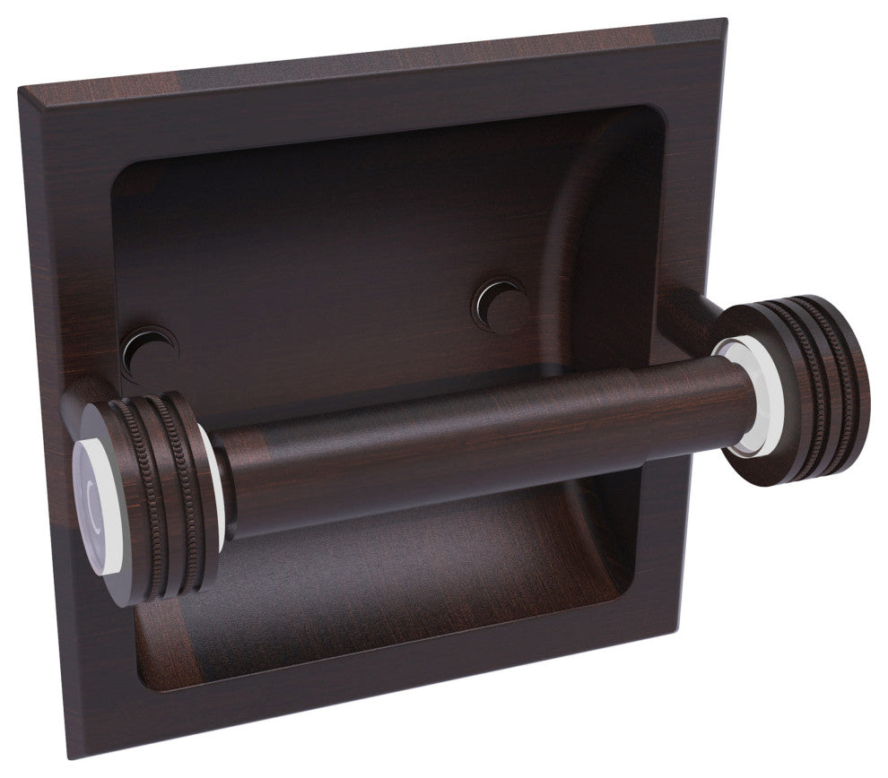 Clearview Recessed Toilet Paper Holder with Dotted Accents, Venetian Bronze