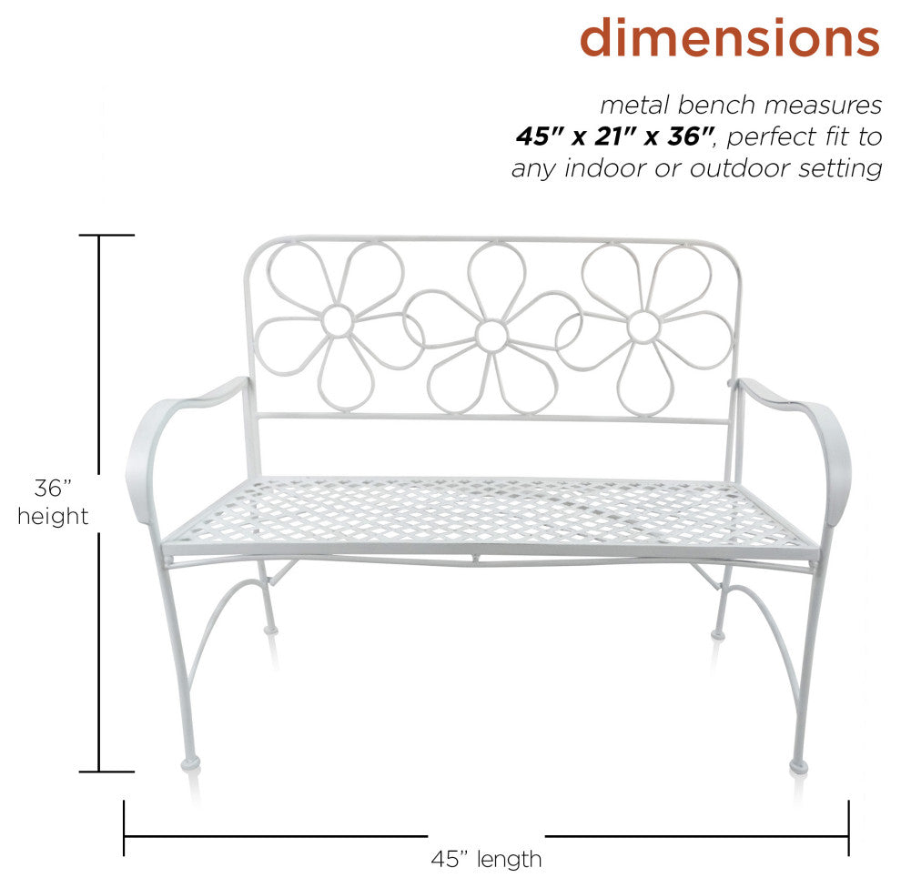 White Daisy Metal Bench