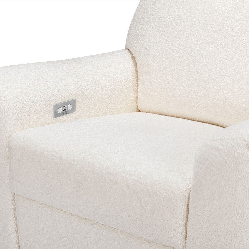 Sunday Power Recliner and Swivel Glider, Chantilly Fleece With Light Wood Base