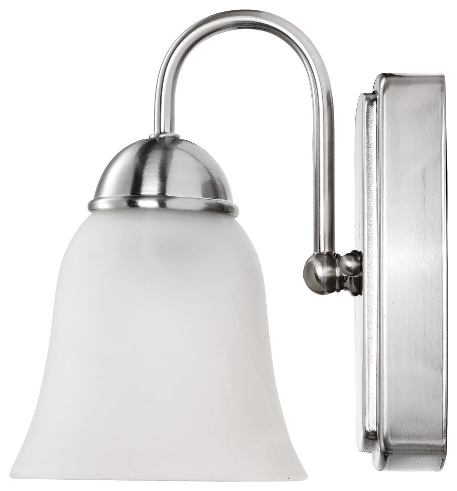 8W LED 1-Light Vanity, 3K, Brushed Nickel With Alabaster Glass