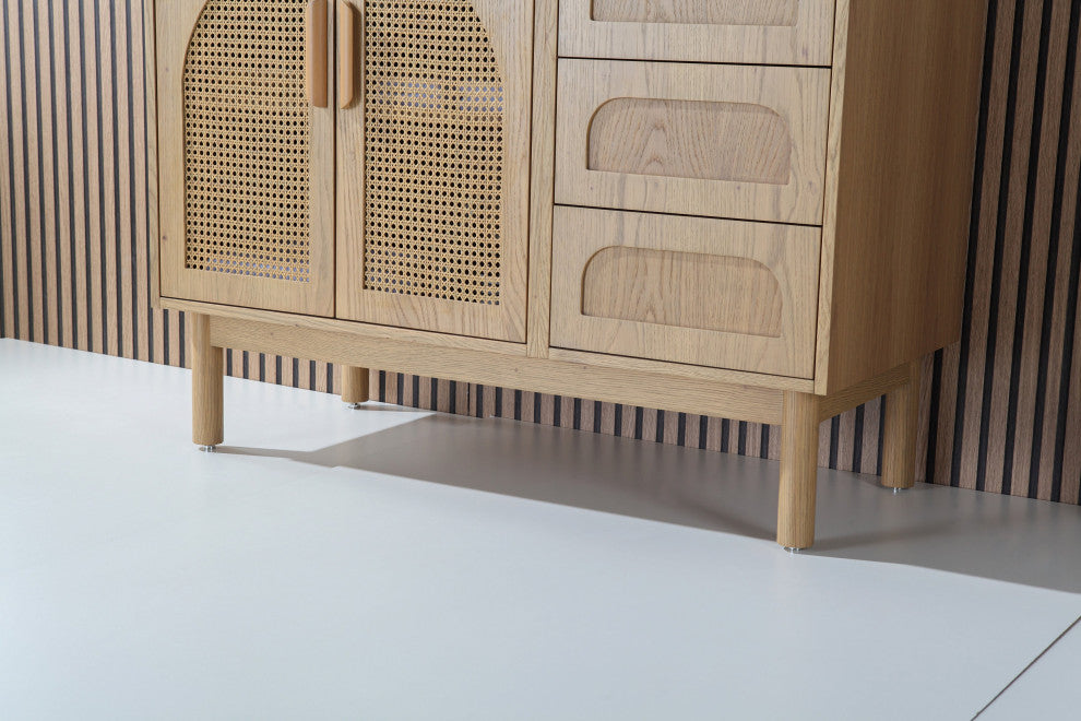 Nara Mid-Century Freestanding Bathroom Vanity, Pecan Oak, 48"