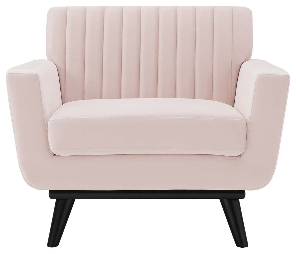 Tufted Armchair Accent Chair, Velvet, Pink, Modern, Living Lounge Hospitality