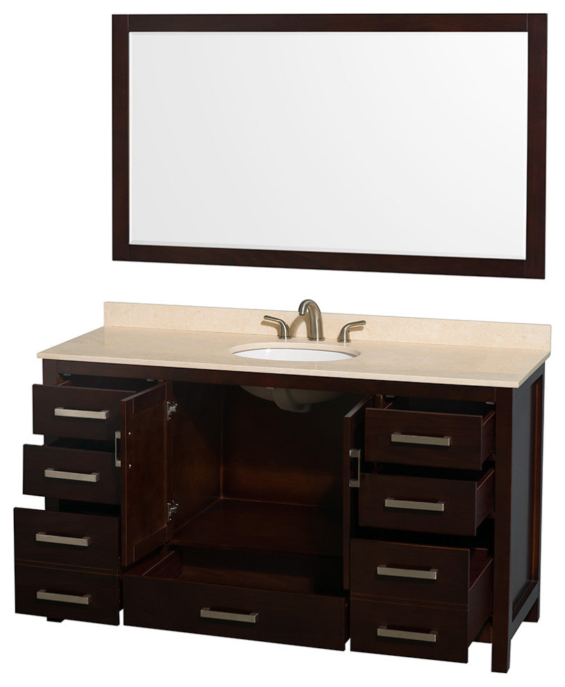 Wyndham WCS141460SESIVUNOM58 60 Bathroom Vanity with Oval Sink and Mirror