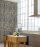 Faux Patina Panels Wallpaper, Blue, Bolt