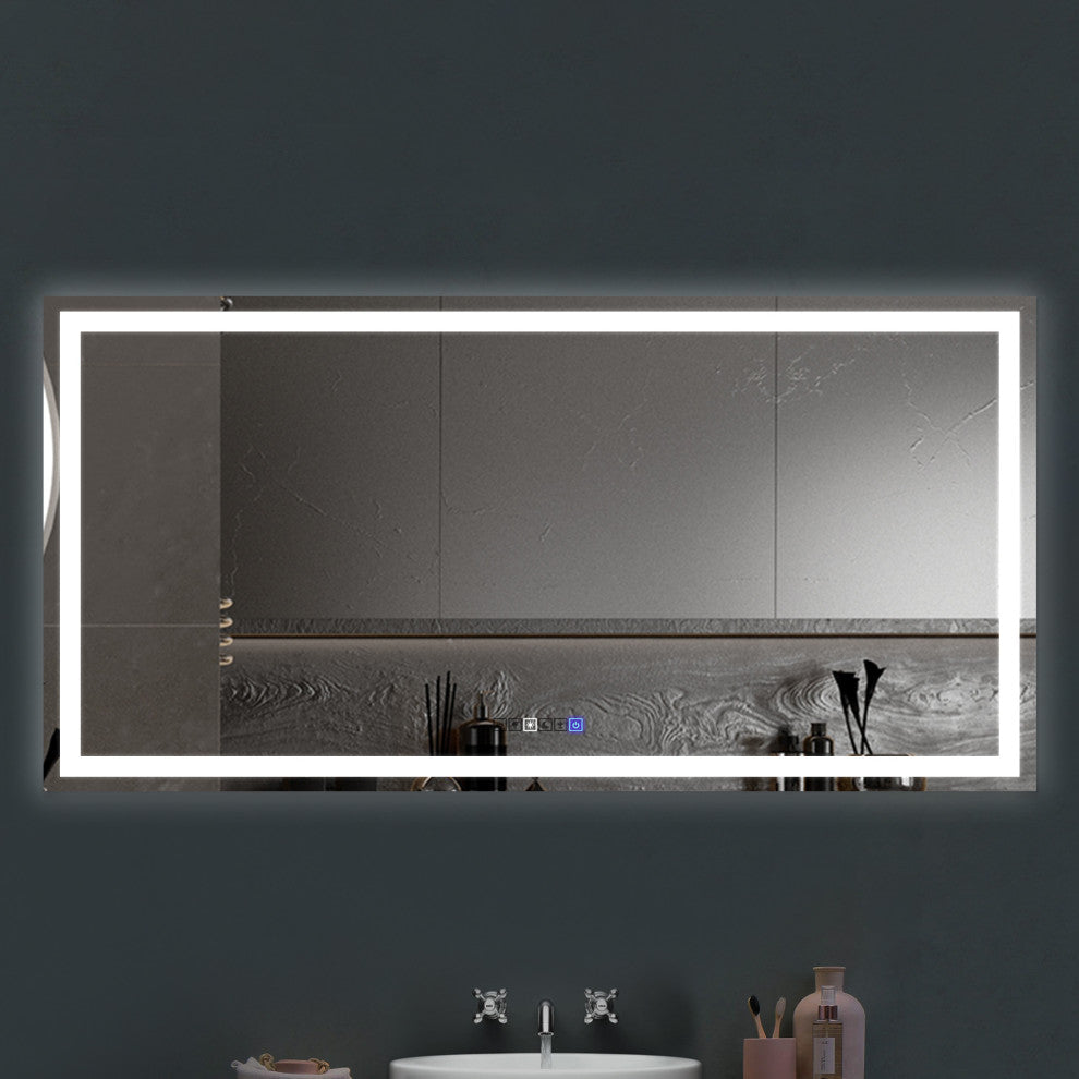 LED Modern Bathroom Frameless Decorative Mirror Wall Mounted, 36"x72", Rectangle