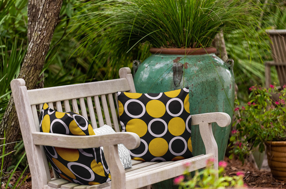 Mod Circles Indoor/Outdoor Throw Pillow, Mustard, 20"x20"