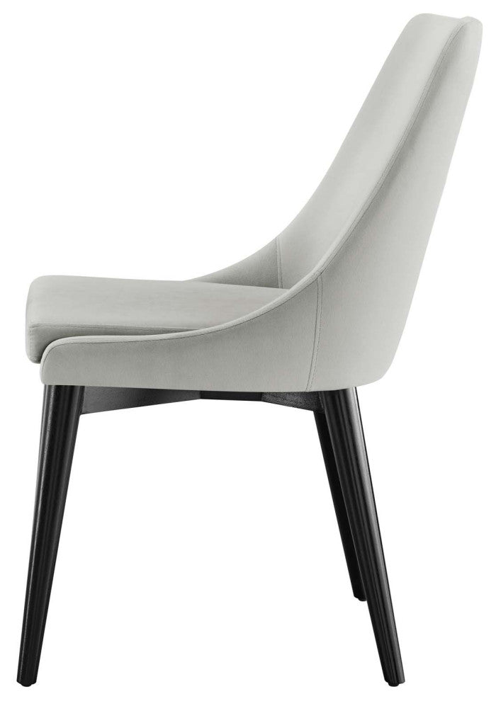 Side Dining Chair, Gray, Velvet, Modern, Kitchen Cafe Bistro Hospitality