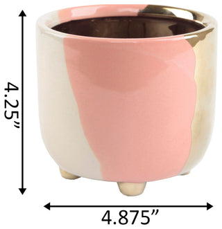 4.8" 3-Tone Footed Ceramic Planter, Blush