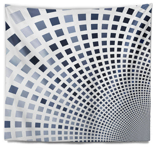 Blue Square Pixel Mosaic Illustration Abstract Wall Tapestry, 92"x78"