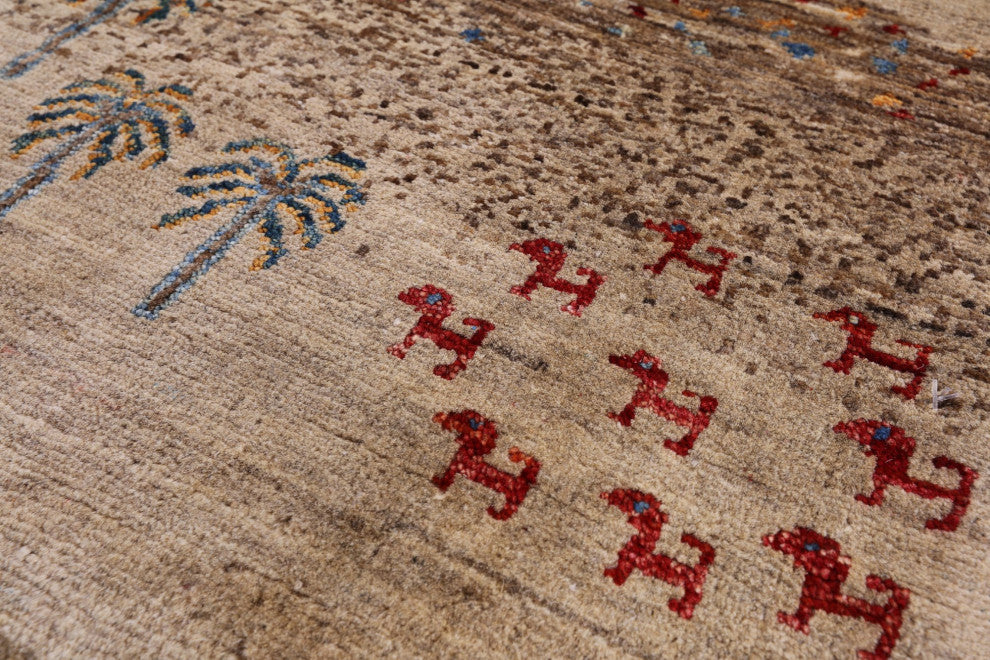 Handmade Tribal Persian Gabbeh Wool Rug 3' 4" X 4' 10" - Q12652