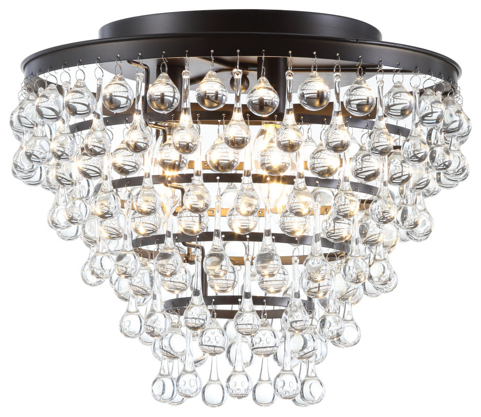 Toronto 16" Metal, Crystal LED Flush Mount, Oil Rubbed Bronze