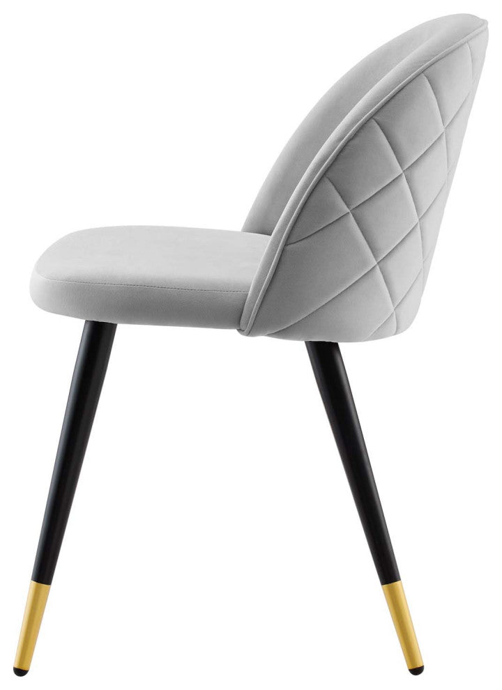 Side Dining Chair, Set of 2, Velvet, Gray, Modern, Cafe Bistro Restaurant