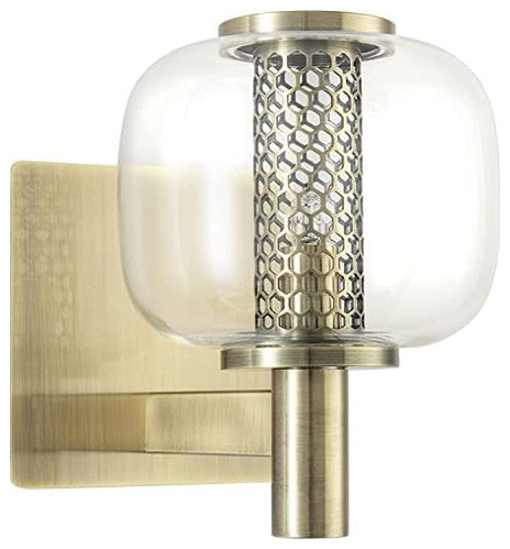 G9 Vintage Wall Light Fixture Globe Glass Wall Lamp With Brushed Brass