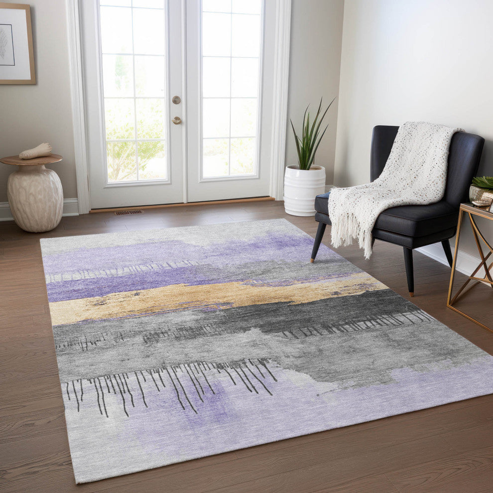 Machine Washable Indoor/Outdoor Chantille ACN1880 Violet 8' x 10' Rug