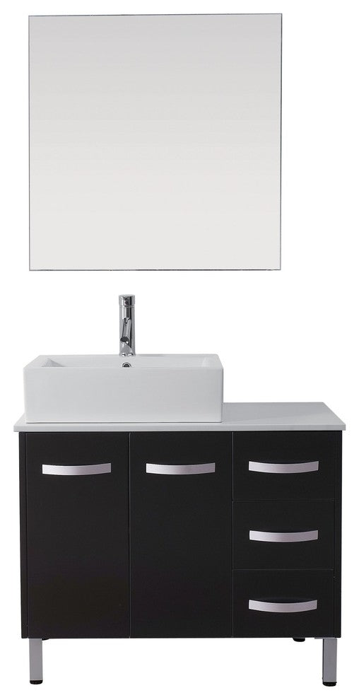Tilda 36" Single Bathroom Vanity in Espresso with White Engineered Stone Top