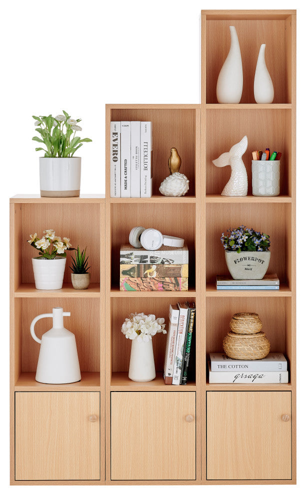 Marcel Cubes Modular Storage Organizer Cubby Cabinet Shelf, Set of 3, Beech