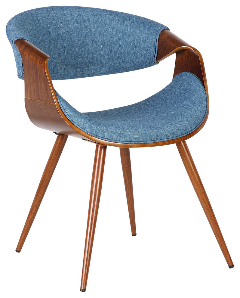 Jerrod Dining Chair, Walnut Finish and Blue Fabric