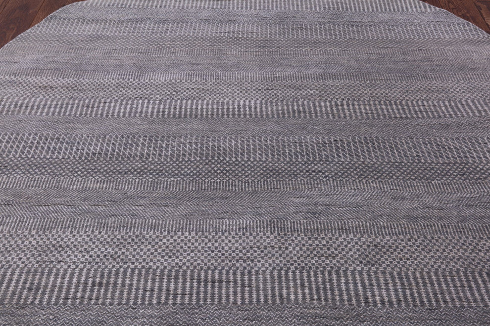 6' Round Wool and Silk Handmade Savannah Grass Rug Q11462
