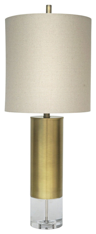 Antique Brass Metal and Crystal Table Lamp, Antique Brass