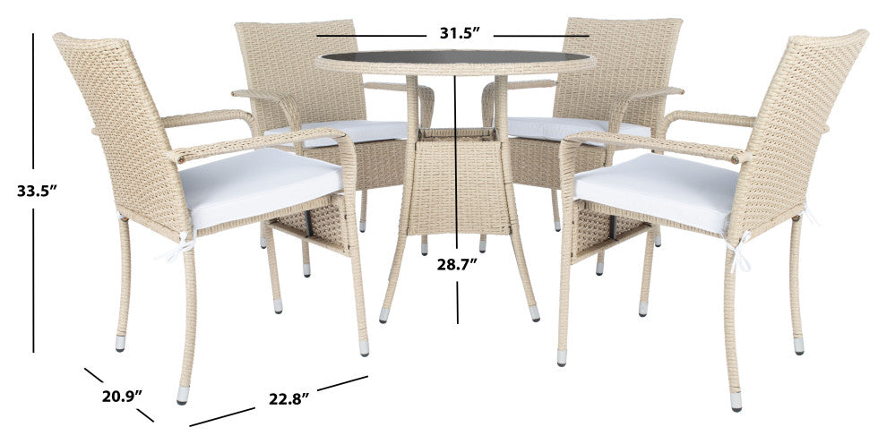 Safavieh Outdoor Laina Bistro Set, Beige / White