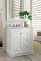 De Soto 30" Single Vanity, Bright White, 3CM Arctic Fall Solid Surface Top