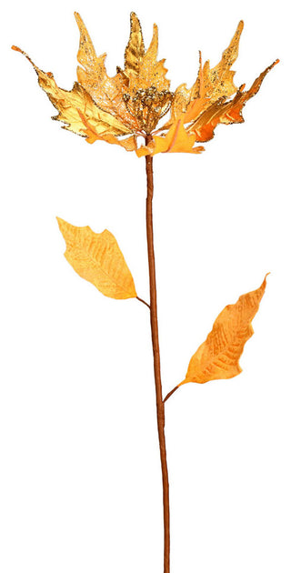 Glitter Poinsetta Artificial Christmas Spray , Gold, 32"
