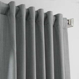 Italian Textured Hotel Blackout Curtain Single Panel, Pebble Grey, 50"x96"