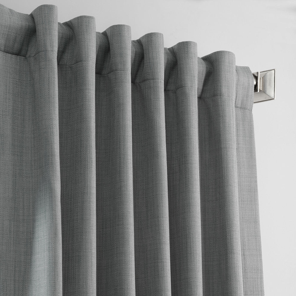 Italian Textured Hotel Blackout Curtain Single Panel, Pebble Grey, 50"x96"