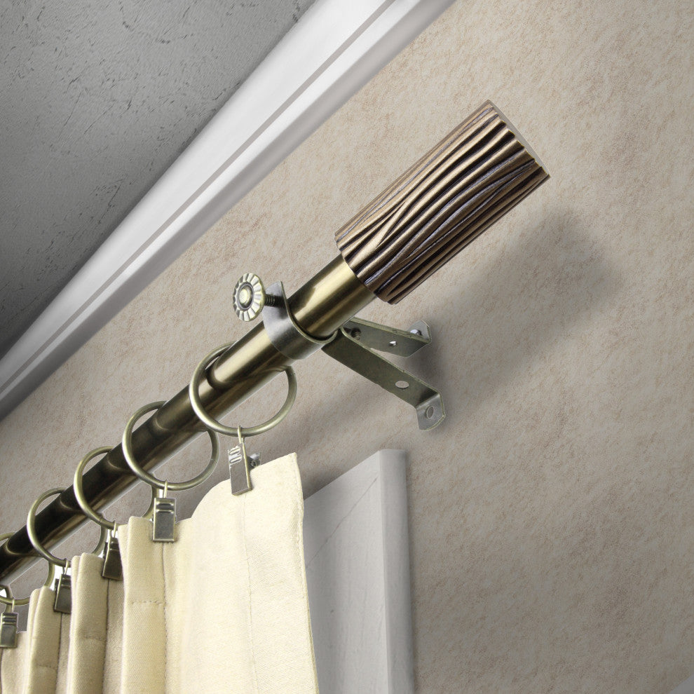 Cedar 3/4" Curtain Rod 28-48", Black, Antique Brass, 18-28"