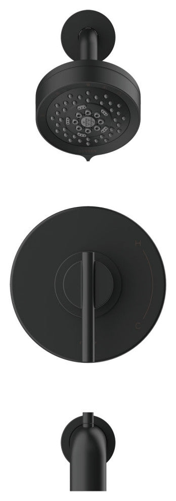 ParmaÂ® Tub & Shower Trim Kit, 1.75gpm with 5-Function Showerhead, Satin Black