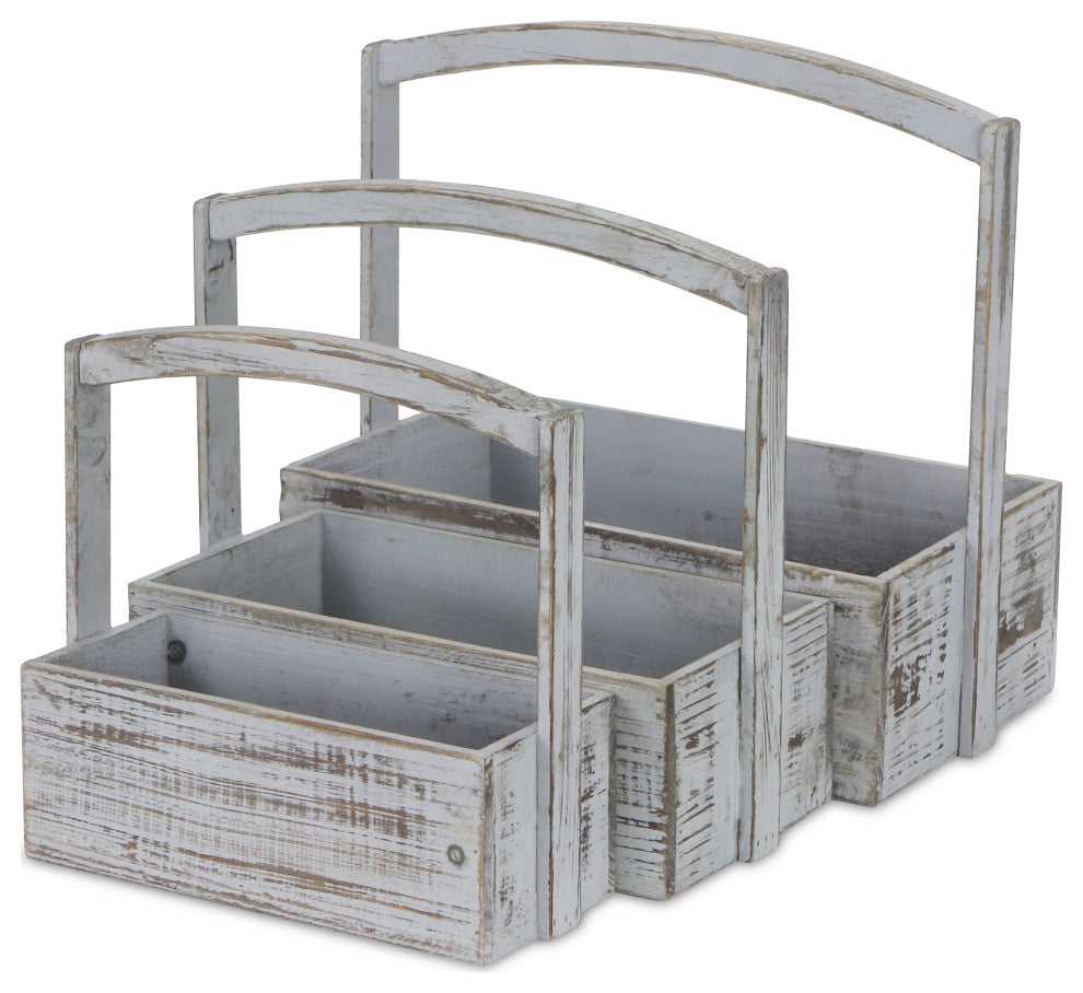 3-Piece Washed Wooden Storage Container Set