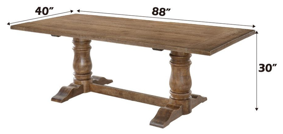 Acme Leventis Dining Table, Weathered Oak