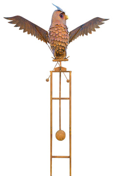 Metal Flying Big Owl Rustic Rocker Garden Stake Outdoor Yard Sculpture
