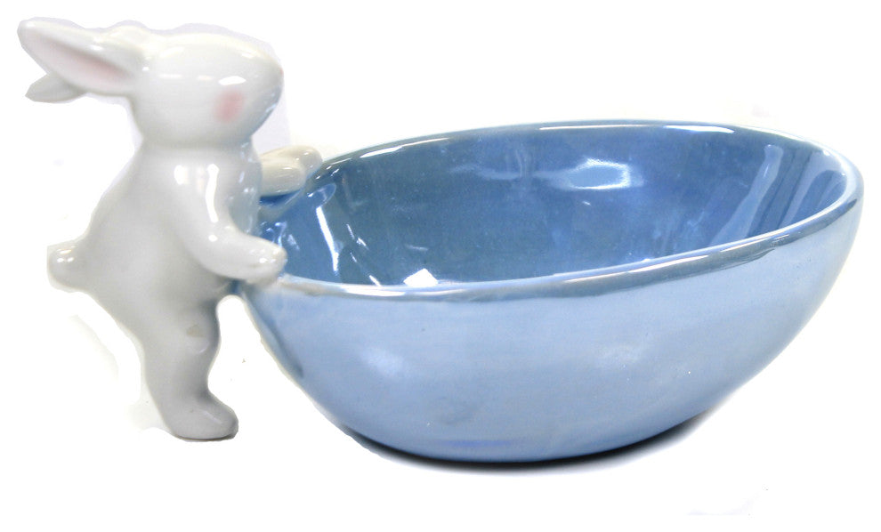 Tabletop Egg Shaped Pearlized Candy Dish Easter Tidbit Snack Bunny Cn0065 Blue
