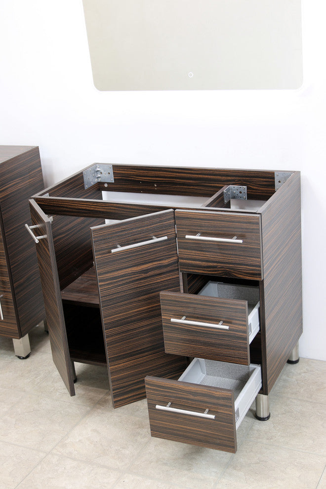 Windbay 48" Free Standing Vanity, Ebony, White Stone Flat Countertop