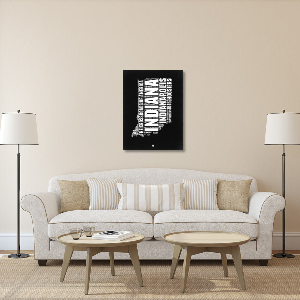 "Indiana Black and White Map" Fine Art Print