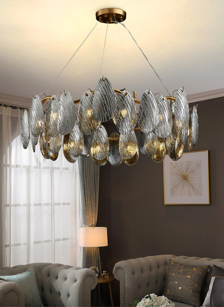 Zafferana Etnea | Round Smoke Gray Crystal Chandelier for Bedroom, Gray, 17"