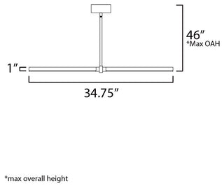 ET2 E21355 Dorian 35"W LED Linear Chandelier - Black