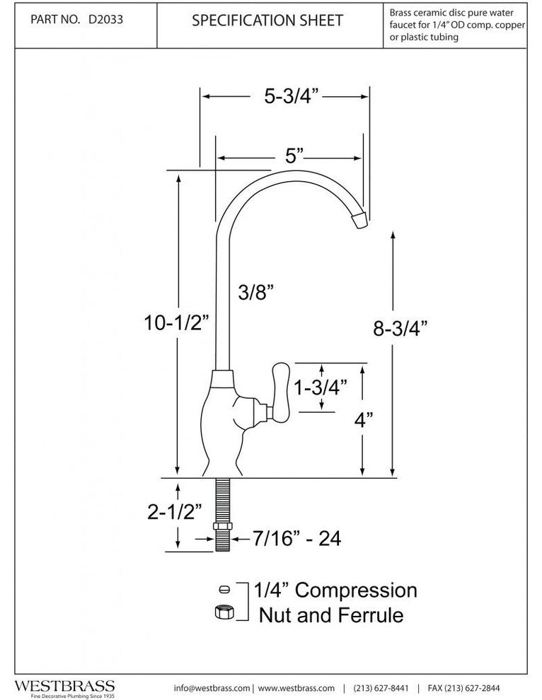 Classic 10" Cold Water Dispenser In Oil Rubbed Bronze