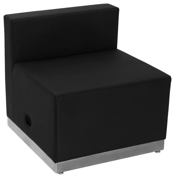 Hercules Alon Series Black Leather Chair With Brushed Stainless Steel Base
