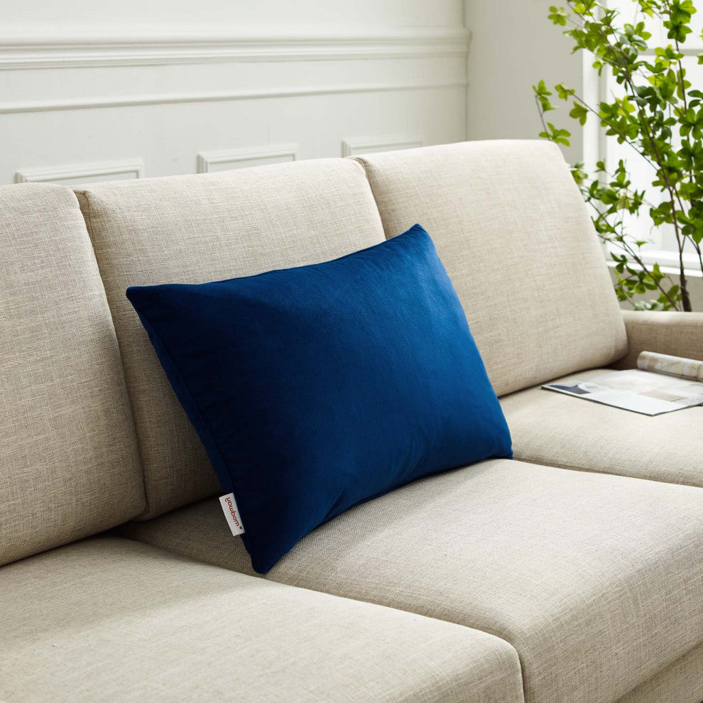 Accent Throw Pillow, Velvet, Blue Navy, Modern, Living Lounge Hotel Hospitality