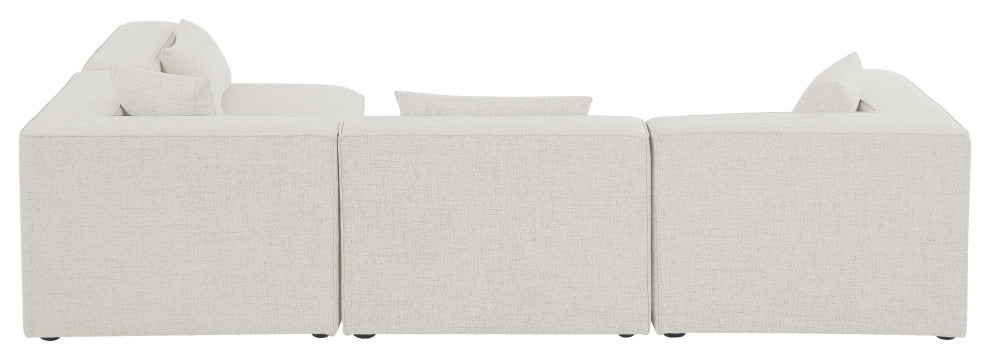 Cube Upholstered Modular Sectional, Cream, 4-Piece: 2 Armless Chair, 2 Corner Chair, Linen Texured Fabric