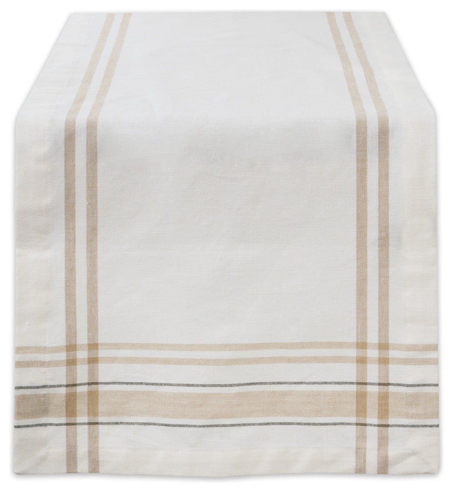 DII White Chambray French Stripe Table Runner 14"x72"